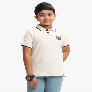 Beige Pique Short Sleeve Polo