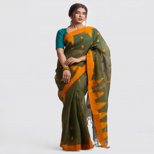Green Cotton Saree