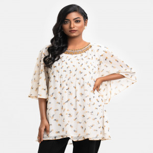 White Georgette Short Top
