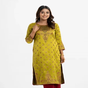 Green Crepe Straight Kameez