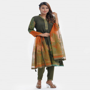 White Cotton Printed Salwar Kameez Set