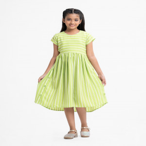 Neon Green Georgette A-line Frock