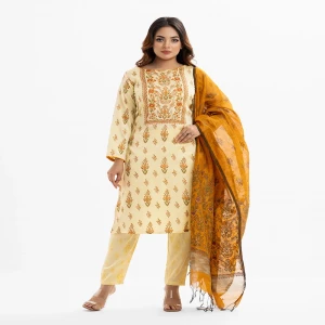 Yellow Crepe Straight Salwar Kameez