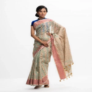 Gray Half-silk Saree