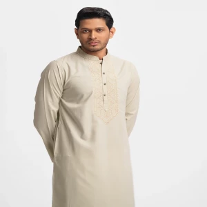 Off white Blended Fitted Panjabi