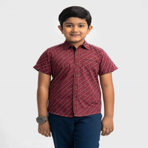 Red cotton Sort Sleeve Casual Shirt