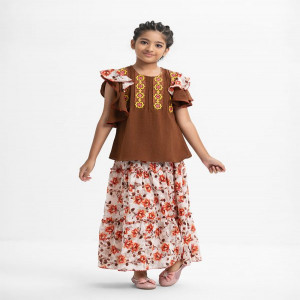 Coffee Viscose Blended Ghagra Choli