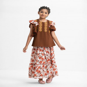Coffee Viscose Blended Ghagra Choli