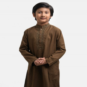 Green Jacquard Kids Panjabi