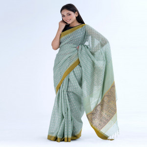 Green Cotton Saree