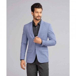 Blue Fitted Business Formal Blazer