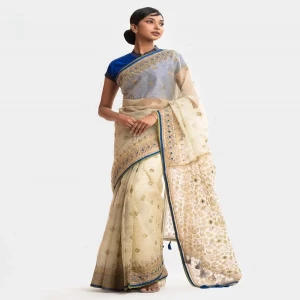 Cream Muslin Exclusive Saree