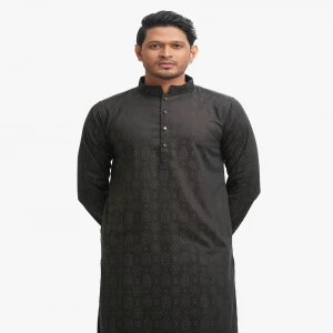 Gray Cotton Fitted Panjabi