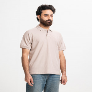 Beige Cotton Pique Polo
