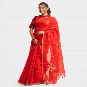 Red Half Silk Sari