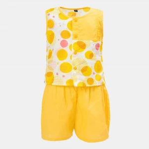 Yellow Cotton Fotua Pant Set