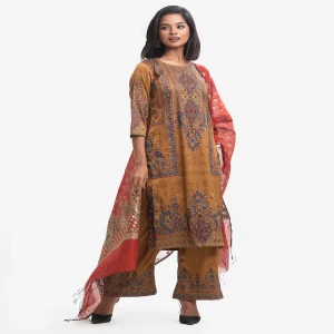 Golden Georgette Straight Salwar Kameez