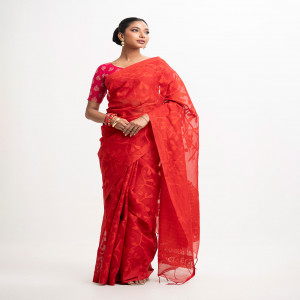 Red Cotton Saree