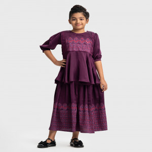 Purple Crepe Ghagra Choli set