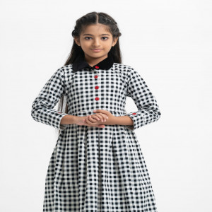 Check Cotton Twill A-line Frock