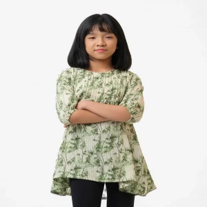 Green Seersucker Kids Tunic