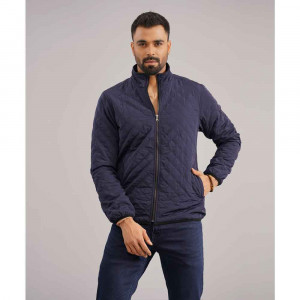 Navy Blue Padded Casual Jacket