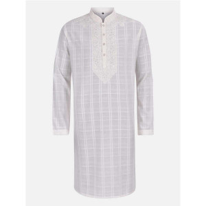 White Embroidered Cotton Panjabi