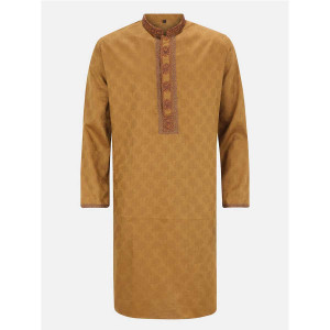 Deep Mustard Erri Embroidered Cotton Panjabi