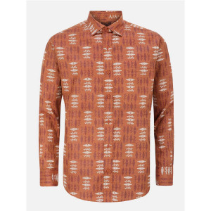 Brown Printed Cotton Shirt