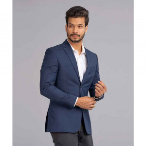 Blue Fitted Business Formal Blazer