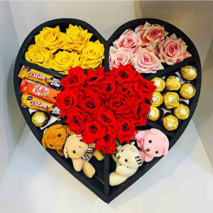 Mixed Color Flower with Chocolate Gift Box