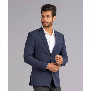 Blue Fitted Business Formal Blazer