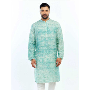 Seafoam Green Wax Dyed Endi Silk Panjabi