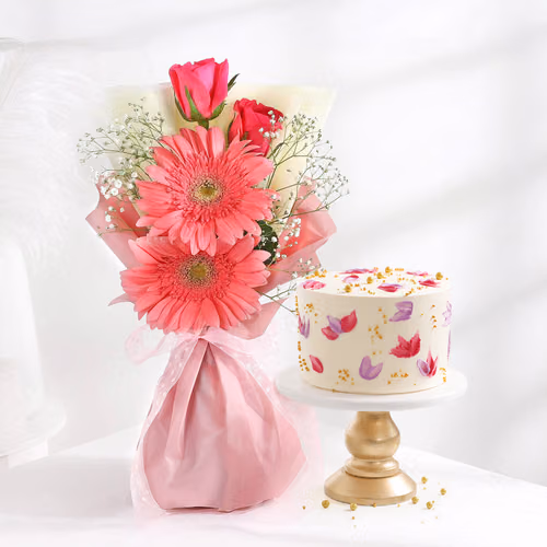 floral-bliss-cake-with-elegant-blooms-bouquet