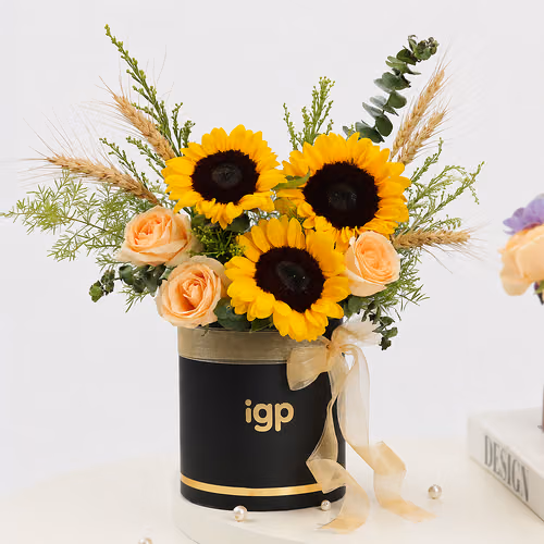 leo-sunflower-peach-rose-box