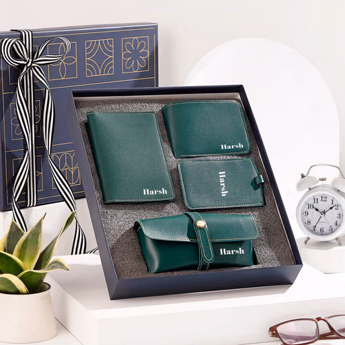 personalized-green-leather-travel-accessory-set-for-him