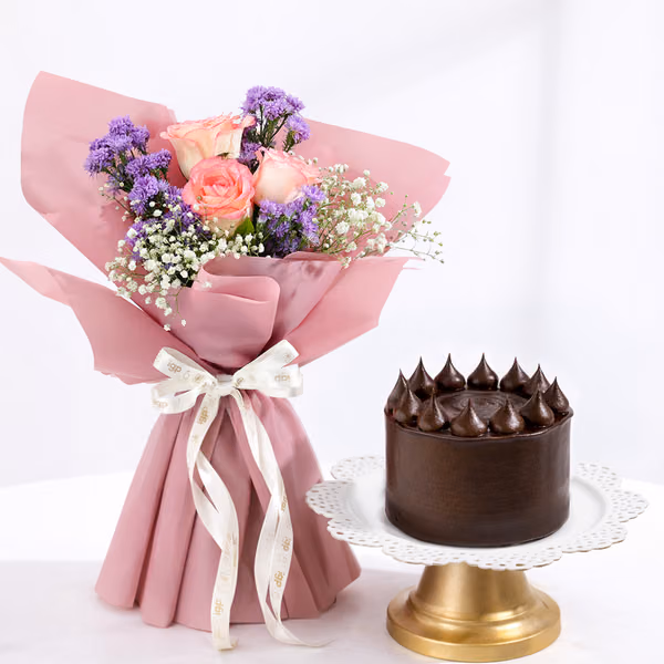 purple-elegance-bouquet-and-chocolate-cake-combo
