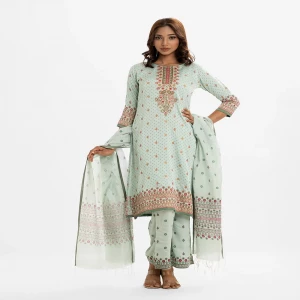 Green Crepe Straight Salwar Kameez