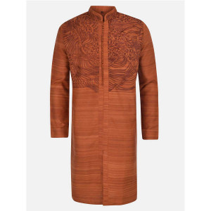 Brown Embroidered Endi Silk Panjabi