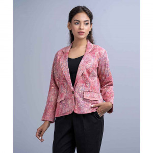 Pink Flower Printed Jacket