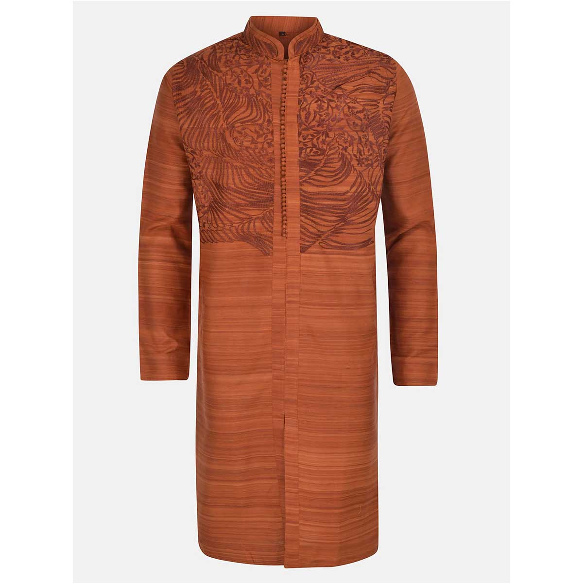 Brown Embroidered Endi Silk Panjabi